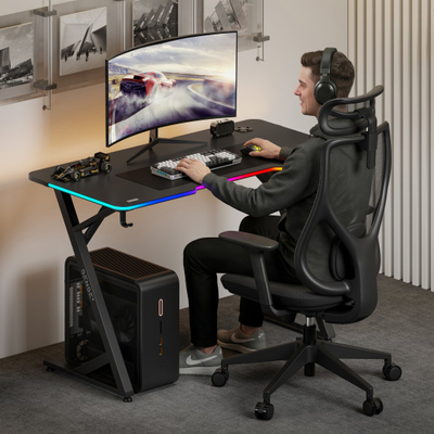 Tavolinë gaming SENSE7 VOLT RGB, 120x60 cm, me ndriçim RGB, e zezë