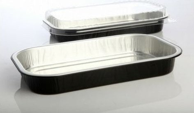 Kapak Plus Pack Lid Dome T, D PET, 241x145x25mm, i zi alumini, 100 copë