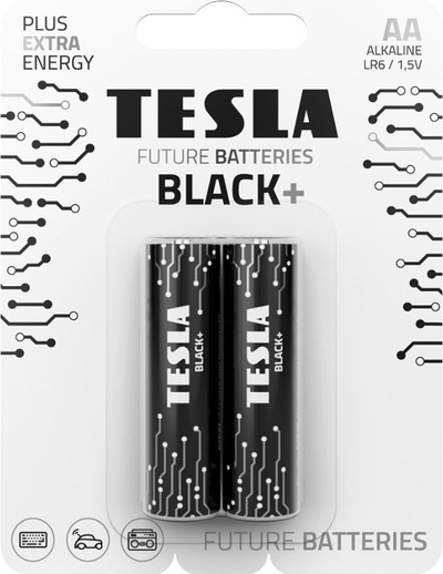 Алкални батерии TESLA AA BLACK+, LR06, пакување 2 парчиња