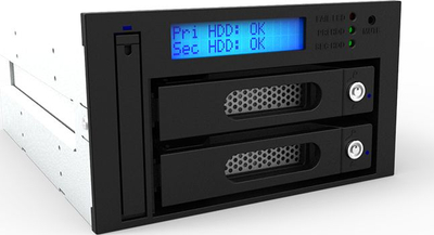 Kuti RAID për HDD Raidon IB-iR2623-S3, 2 slote, ekran LCD, e zezë