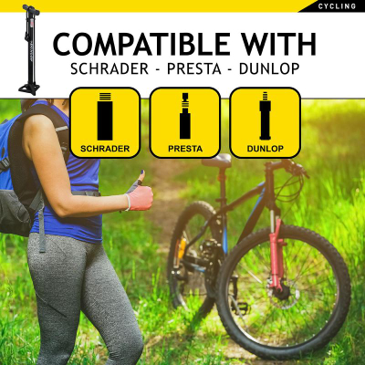 Pompë dyshemeje Dunlop Floor Pump, 12 bar, për biçikletë, e zezë