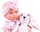 Set lodër kukull bebe me lepurush pelushi Za3828, 30cm, me biberonë, rozë