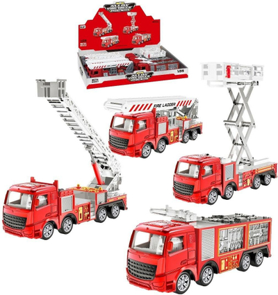 Set lodrash kamion zjarrfikës MIX, metal, shkalla 1:55, i kuq