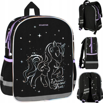 Çantë shpine Starpak S Mid Unicorn Holo, madhësi mesatare, me xhepa anësorë, shumëngjyrëshe
