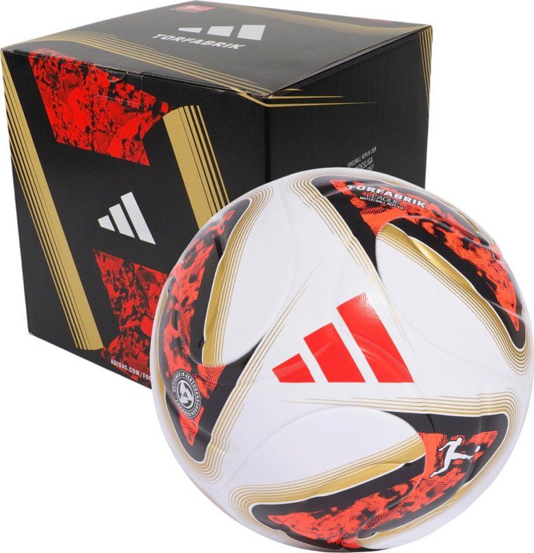 Top futbolli Adidas Bundesliga 26/27 Torfabrik League, madhësia 4, i bardhë portokalli ari