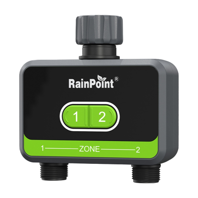 Kontrollor ujitjeje RainPoint 2 Zone, 2 zona, kontroll me aplikacion, i zezë e gjelbër