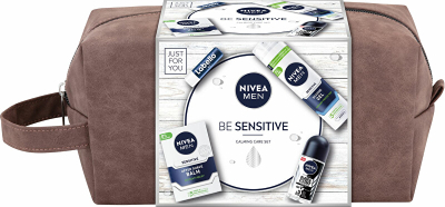 Комплет за тело Nivea Be Sensitive, гел за бричење 200 мл + балсам после бричење 100 мл + антиперспирант 50 мл + балсам за усни 4,8 г