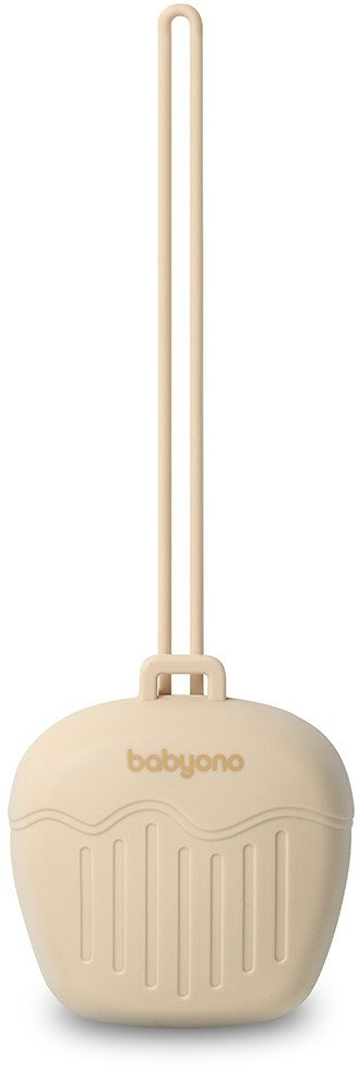 Mbajtëse biberoni BabyOno Silicone Soother Case, silikon, pa BPA, bezhë