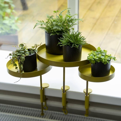 Tabaka për bimë Esschert Design Plant Tray Round L, me kapëse, dekorative, ngjyrë ari