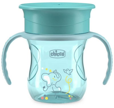 Чаша за тренирање Chicco Perfect 360, 200ml, со рачки, темно тиркизна