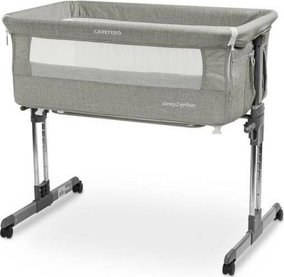 Krevati anësor për bebe Caretero Sleep2Gether, i rregullueshëm, me dyshek, gri