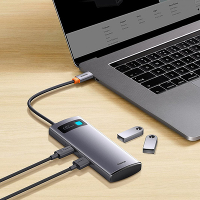 Hub i jashtëm Baseus Metal Gleam, USB C, 4x USB 3.0, gri