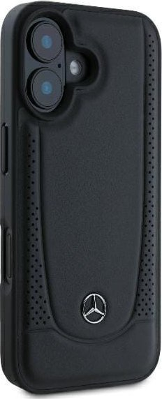 Këllëf telefoni Mercedes Urban për iPhone 16, lëkurë, 6.1", i zi