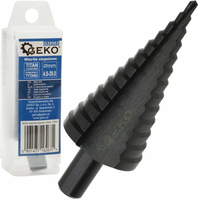 Stërvitje shkallëzuese Geko G38563, HSS TiAlN, 4-39mm, e zezë