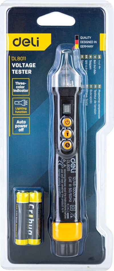 Testues tensioni pa kontakt Deli Tools EDL8011, 12 48-1000V AC, i zi