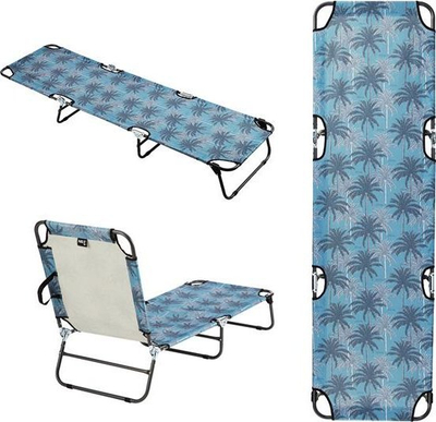 Shezlong plazhi NILS NC1641, palos, 186x53 cm, blu me palma