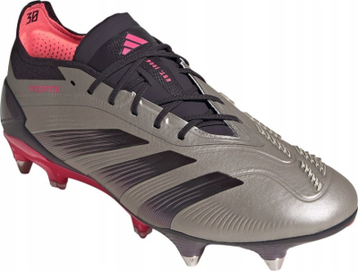 Këpucë futbolli Adidas Predator 24 Elite, për fusha të buta, argjendi
