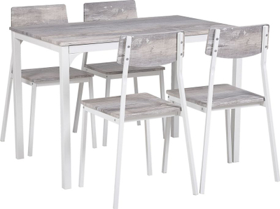 Set ngrënieje BISMARCK Grey, 4 karrige, tavolinë drejtkëndore, gri me të bardhë