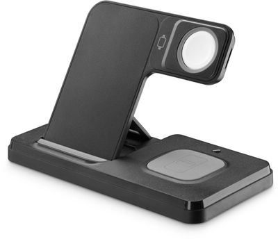 Ngarkues pa tel Cellularline 3in1 Wireless Charger, karikim i shumëfishtë, i zi