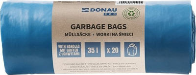 Qese plehrash Donau ECO, 35L, 20 copë, me doreza Knotties, blu