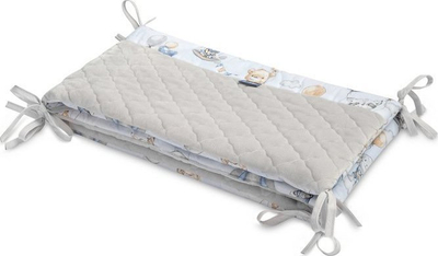 Mbështetës krevati për bebe Sensillo Flight in Clouds Plush Karo, kadife, 180x30 cm, gri