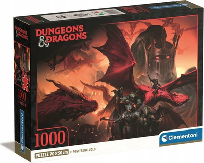 Puzzle Clementoni Dungeons &amp; Dragons, 1000 copa, 70 x 50 cm, shumëngjyrësh