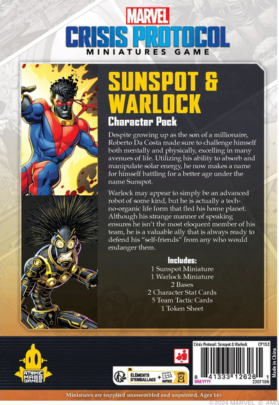 Zgjerim loje me figura Marvel Crisis Protocol Sunspot dhe Warlock