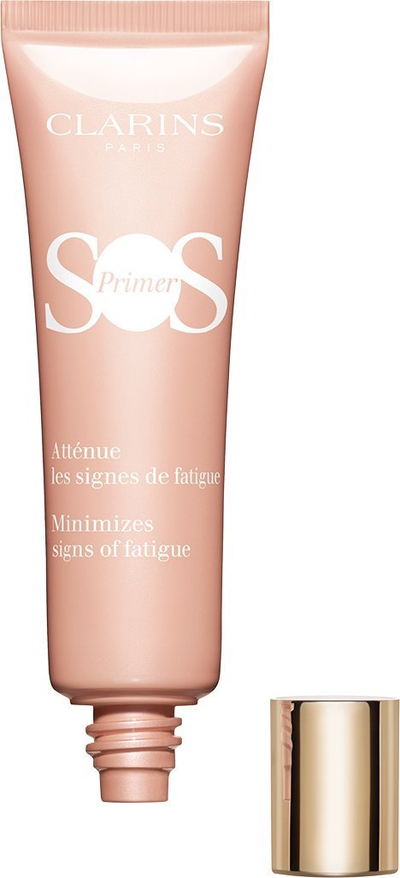 Primer fytyre Clarins SOS Primer Pink, hidratim 24 orë, efekt që e ndriçon, rozë