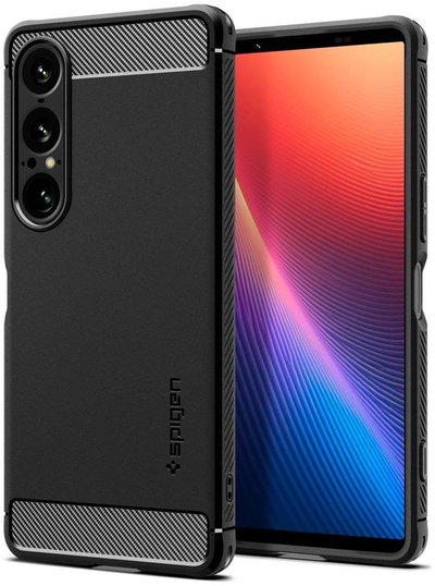 Këllëf telefoni Spigen Rugged Armor për Sony Xperia 1 VII, i fortë, i zi matte