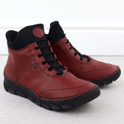 Чизми до зглоб Rieker 55069-35, синтетичка кожа, за жени, црвени