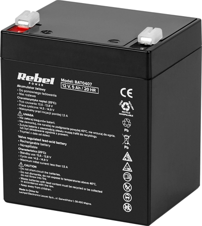 Bateri me xhel Rebel 12V 5Ah, pa servis, AGM