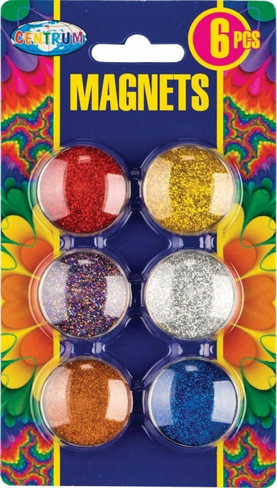 Magnetë dekorativë Centrum Glitter 88804, 30mm, set 6 copë, shumëngjyrësh
