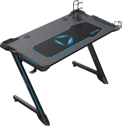 Tryezë gaming ONEX GD1200Z, me drita RGB LED, me mouse-pad gjithë tavolinën, e zezë me vija blu