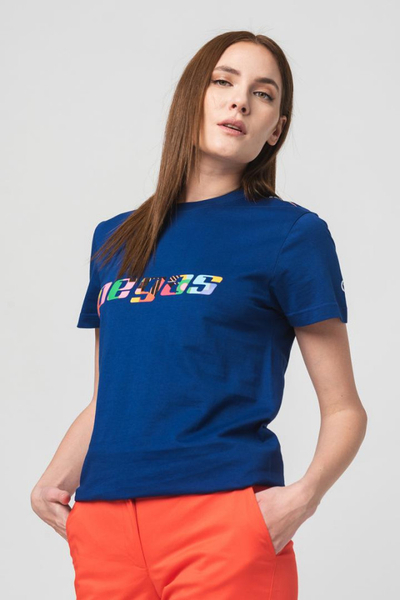 Bluzë PEGAS Multicolored Logo për femra, pambuk, e kaltër royal