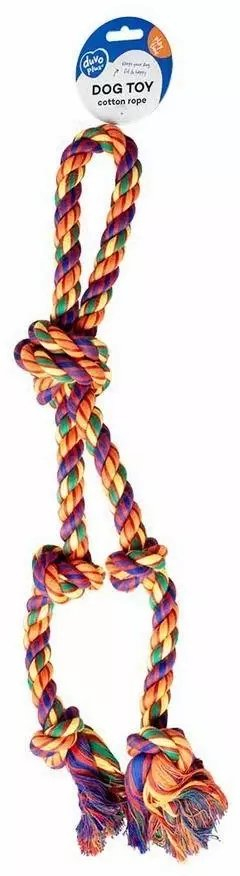 Loje per qen duvoplus Cotton Rope Loop, litar pambuku me 2 nyje, shumengjyrshe