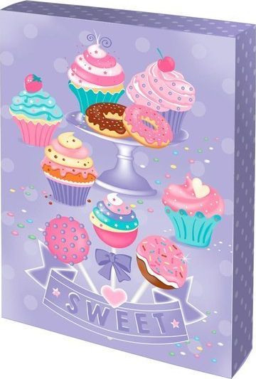 Set artistik Candiy Muffins Box, akuarela për kalamoj, shumëngjyrësh