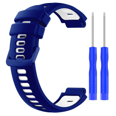 Rrip silikoni për orë Garmin G02, i dhënë me Forerunner 220 235 735XT, blu e bardhë