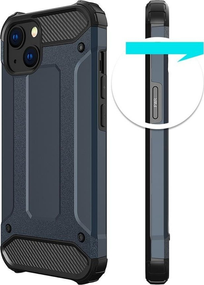 Mbulesë telefoni Hybrid Armor për iPhone 14 Plus, TPU dhe polikarbonat, kundër goditjeve, gri e errët