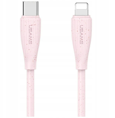 Kабел USB Usams Green Series SJ717, USB-C во Lightning 1m, 30W, розова