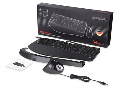 Set tastierë edhe maus Perixx Periduo-505, USB, layout gjerman, i zi