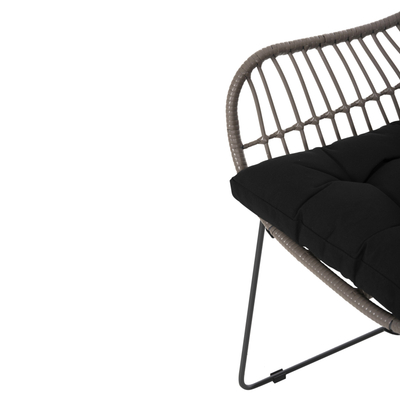 Karrige metali εξteriøre HM5300.10, wicker gri, jastëk poliesteri, e zezë