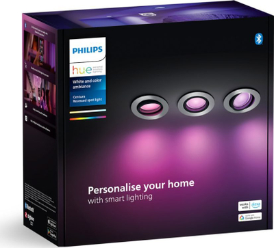 Spot dritë LED Philips Hue Centura, set 3 copë, RGB CCT, alumini