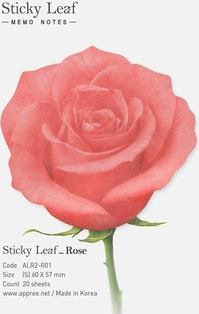 Shënime vetëngjitëse Appree Red Rose, 60 x 57mm, 20 fletë, të kuqe