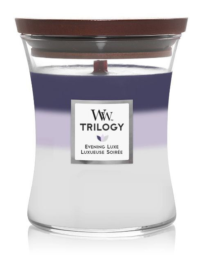Qiri aromatik WoodWick Trilogy Evening Luxe, 275 g