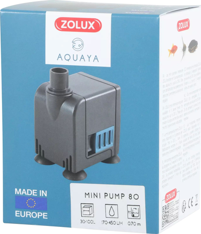 Pompë akuariumi MINI Aquarium Pump 80, për 60L deri 80L, me rrjedhje të rregullueshme, e zezë