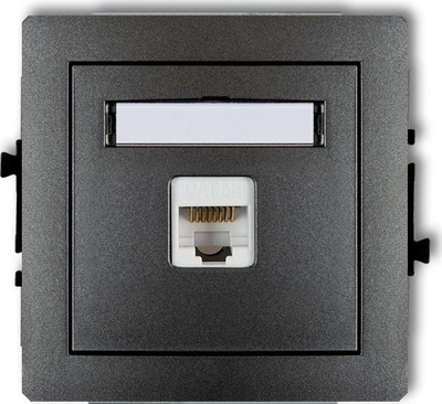 Prizë kompjuterike Karlik Deco, 1xRJ45 Cat.6, grafit