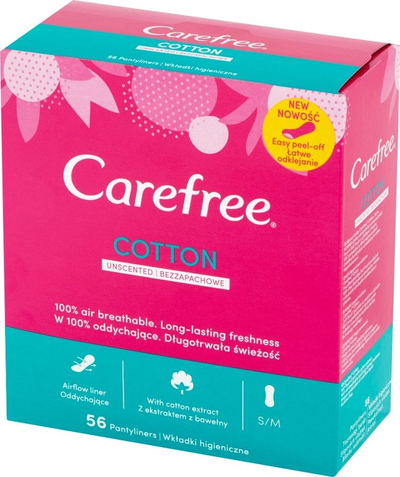 Peceta higjenike Carefree Cotton, 56 copë