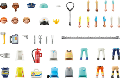 Set lojërash Playmobil My Figures Emergency Services 71400, 59 pjesë, për fëmijë 5–10 vjeç, shumengjyrësh
