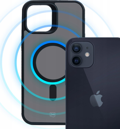 Çantë telefoni 3MK MagCase për iPhone 12 / 12 Pro, 6.1\", MagSafe, gri “smoke”