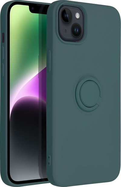 Këllëf telefoni Forcell Silicone Ring për iPhone 14 Plus, silikon, me unazë mbajtëse, jeshil